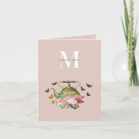 Teapot Party Pink Floral & Butterflies Monogram