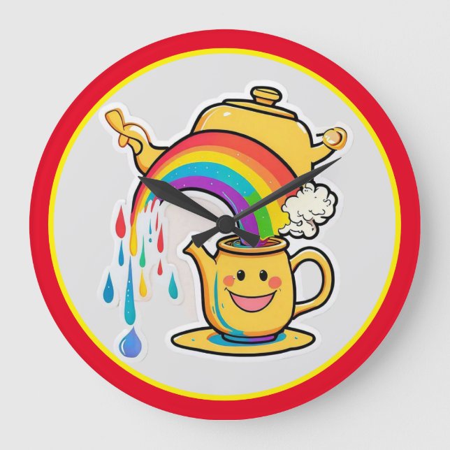 “Teapot’s Enchanted Rainbow Pour” Large Clock (Front)