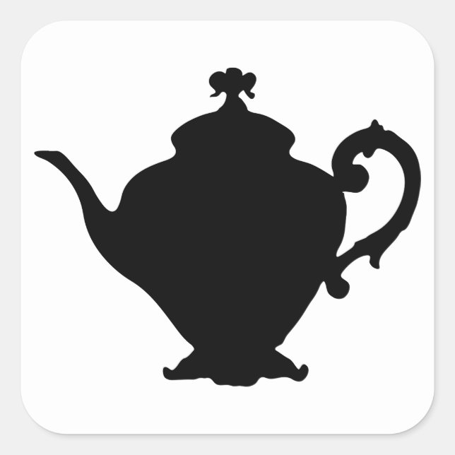 Teapot Silhouette Square Sticker (Front)