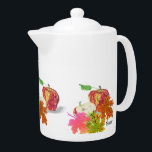 Teapot : Still Life Apples Autumn Leaf<br><div class="desc">Computer Graphics With Freehand Drawing's 
          Adobe Paint & Colour Markers
    Still Life / Apples with Autumn Leaves</div>