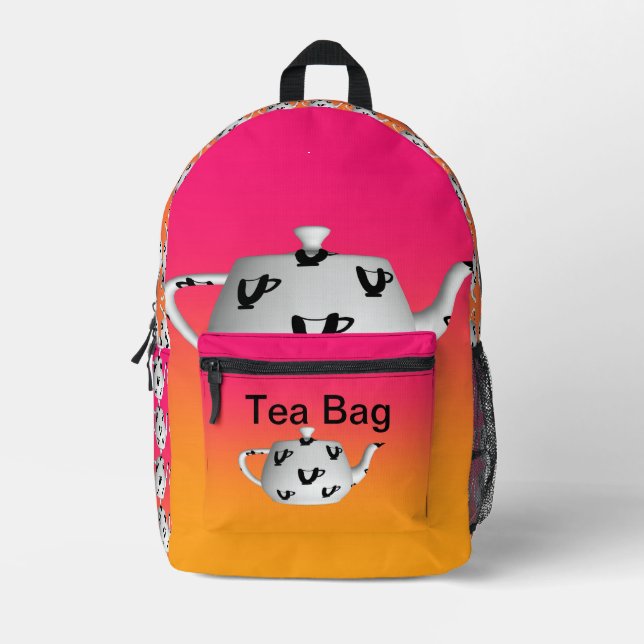 Teapot Tea Bag Pink Yellow Funny Backpack  (Front)