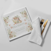 Teapot & Tea Cups Whimsical Wildflowers Birthday