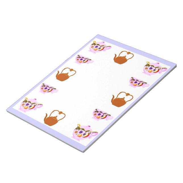 Teapot, Teacup, And Copper Teakettle Notepad (Angled)
