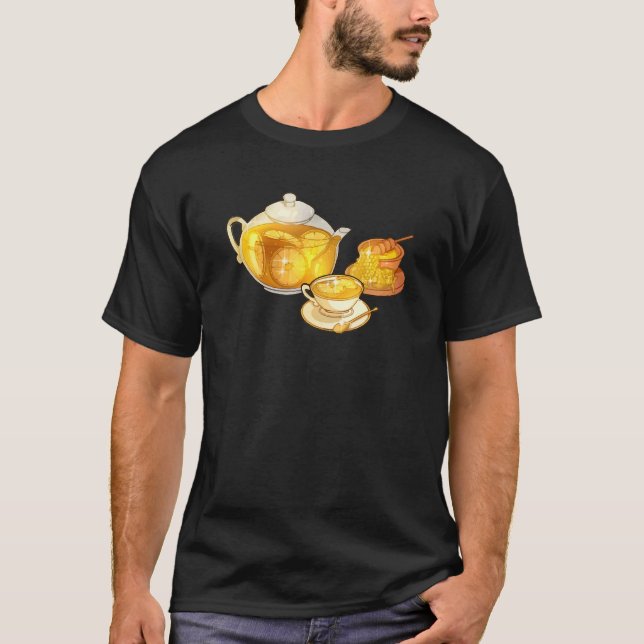 Teapot Teacup Lemon Honey Tea Time T-Shirt (Front)