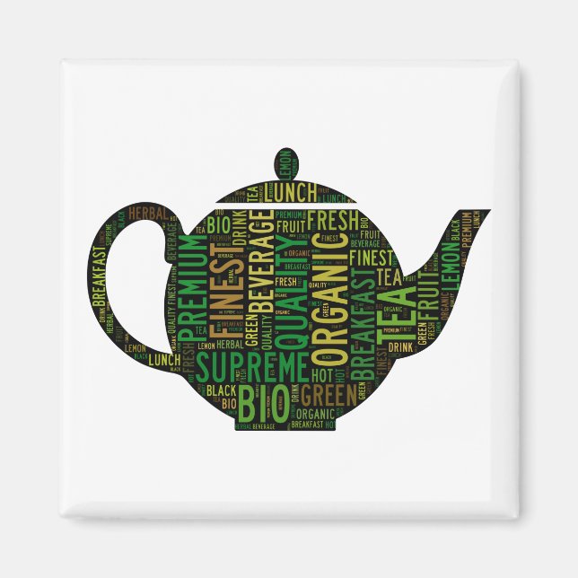Teapot text design magnet (Front)