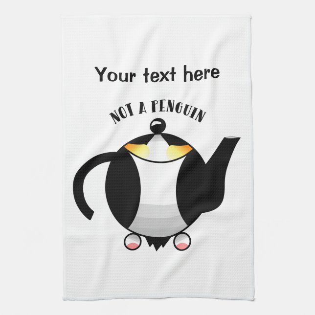 Teapot that looks like a penguin tea towel (Vertical)
