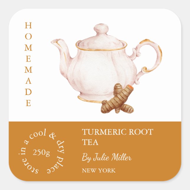 Teapot Turmeric Root Tea Label (Front)