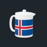 Teapot with flag of Iceland<br><div class="desc">This teapot with the flag of Iceland brings a touch of Icelandic pride to your tea time, offering both a functional and decorative addition to your collection. The design features the striking red, white, and blue colours of the Icelandic flag, creating a visually appealing piece that honours Iceland’s heritage. Whether...</div>