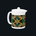 Teapot with Jamaican Colours Design<br><div class="desc">Add a touch of Jamaican pride to your tea time with a teapot featuring Jamaican colours, designed with a modern 3D-like porcelain effect and jewellery-inspired details! This stunning teapot showcases the vibrant black, green, and gold of Jamaica’s flag in a contemporary design, elevated with a 3D-like porcelain finish and intricate...</div>