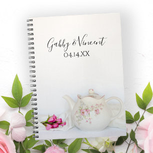 Teapot with Pink Roses Wedding Guest Book