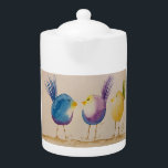 Teapot with Whimsical Birds<br><div class="desc">This teapot has my three cute whimsical watercolor birds, to brighten your day!</div>
