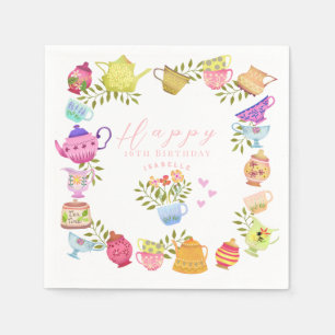Teapots and Cups Birthday Napkin