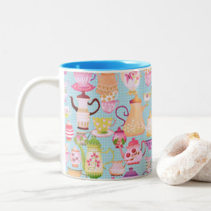 Teapots and Cups Blue