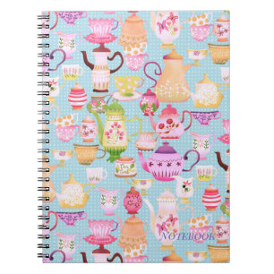 Teapots and Cups Blue Notebook