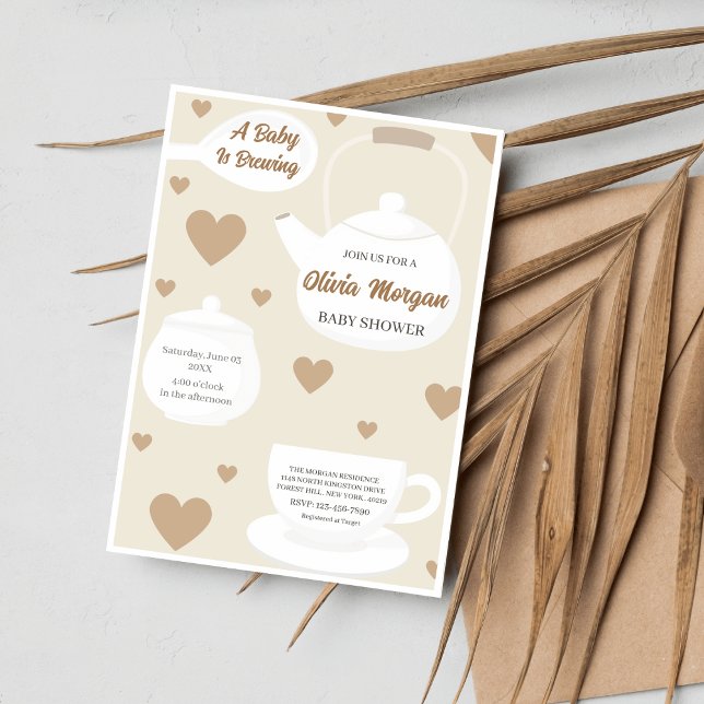 Teapots Baby Shower Tea Party Invitation Card (Creator Uploaded)