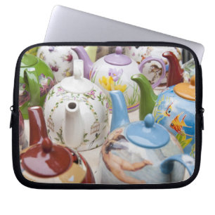 Teapots on sale in Leipzig, Germany Laptop Sleeve