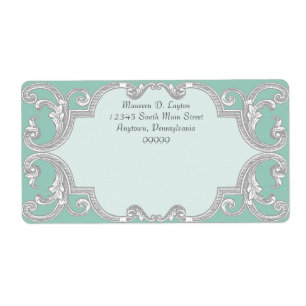 Tear Drop Lace, Aqua Blue Matching Address Labels