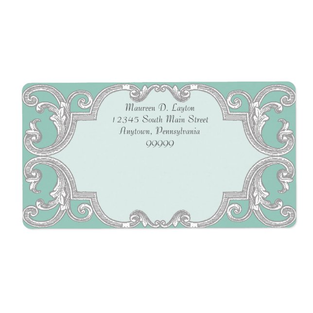 Tear Drop Lace, Aqua Blue Matching Address Labels (Front)