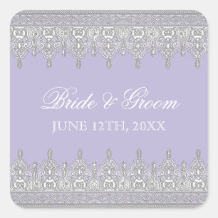 Tear Drop Lace, Lavender Wedding Seal or Sticker