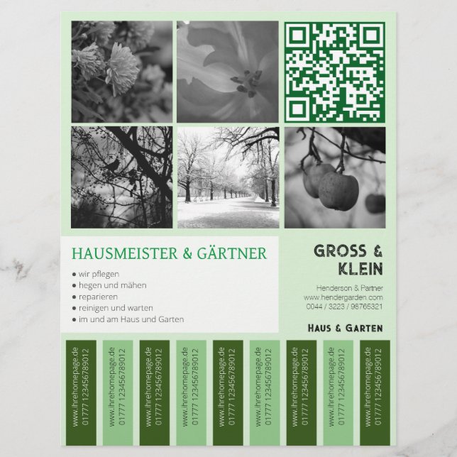 Tear-off Flyer modern clear Gardening (Front)