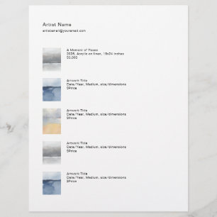Tear Sheet Price Sheet Template for Art Custom Letterhead