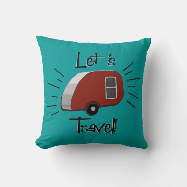 Teardrop Camper Retro Design Throw Pillow (Front)