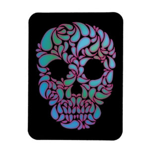 Teardrop Candy Skull In Blue, Green and Pink Magnet