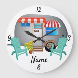Teardrop Caravan Camper Thunder_Cove Large Clock