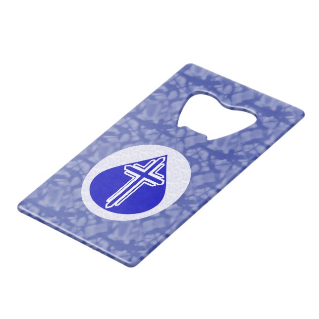Teardrop Cross on Blue (Front Angled)