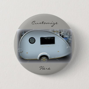 Teardrop gypsy caravan happy glamping 6 cm round badge