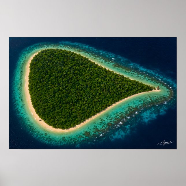 Teardrop Jungle Island with Water Tower Satellite  Poster (Front)
