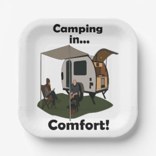 Teardrop Trailer Camping In Comfort Camper Party Paper Plate