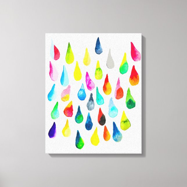 Teardrops watercolor colourful whimsical canvas print (Front)
