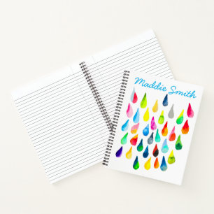 Teardrops watercolor colourful whimsical notebook