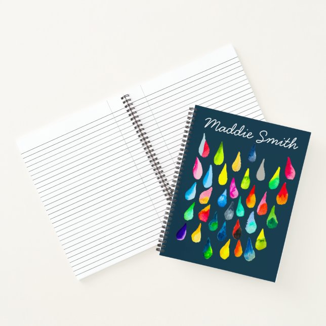 Teardrops watercolor colourful whimsical notebook (Inside)