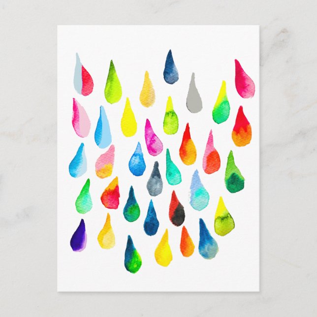 Teardrops watercolor colourful whimsical postcard (Front)