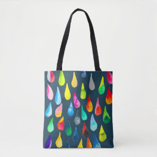 Teardrops watercolor colourful whimsical tote bag