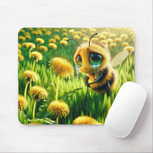 Tearful Honeybee In a Field Of Dandelions Mouse Pad