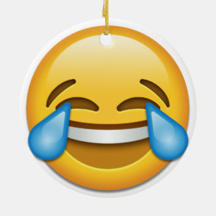 Tears of Joy emoji funny double side Christmas Ceramic Tree Decoration