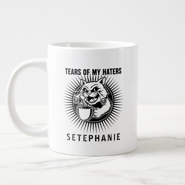 Tears Of My Haters Mug, Funny Cats Mug, Haters Large Coffee Mug (Left)