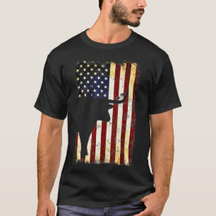 Teas Longhorn Silhouette American Flag 4th of July T-Shirt
