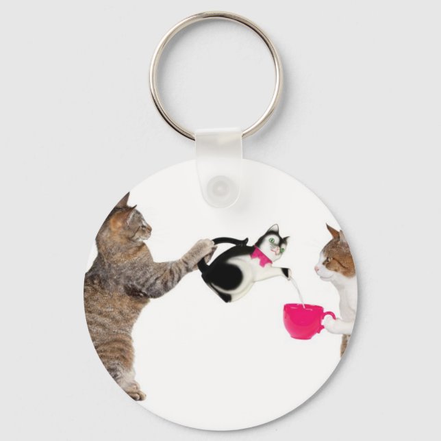 Teatime for kitty cats key ring (Front)