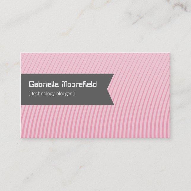 Tech Blogger Pink Contact Business Cards (Front)