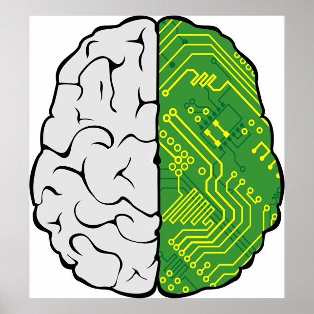 Tech Brain Circuitry Motherboard Logic Computer Poster (Front)
