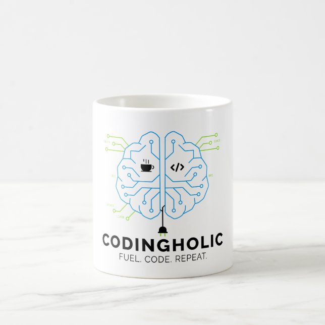 Tech Brain Coding Mug for Programmers & Coders (Center)