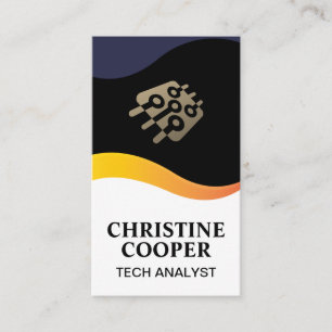 Tech Chip Logo Wave Design Business Card