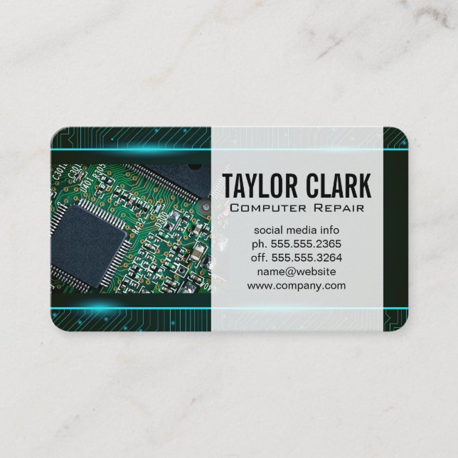Tech Circuit Board | Microchip Business Card (Front)