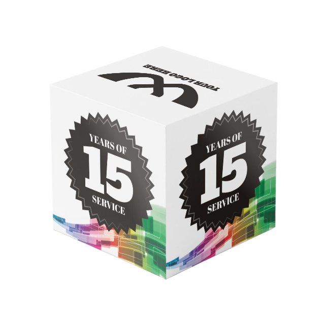 Tech curve 15 year employee anniversary award cube (Back Angled)