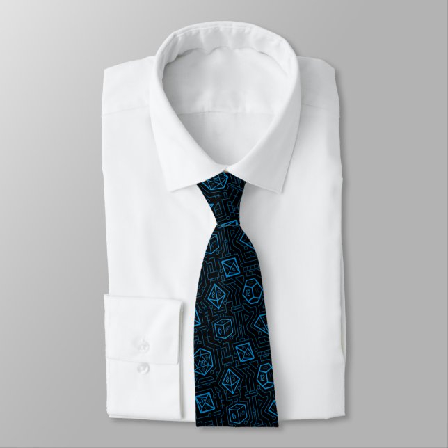 Tech D20 Pattern (Blue) Neck Tie (Tied)