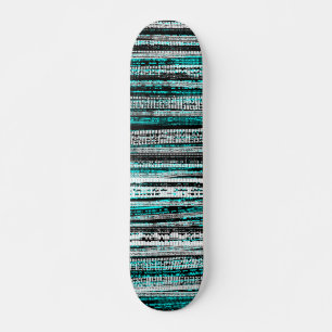 Tech Decay - Black and White on Cyan Skateboard